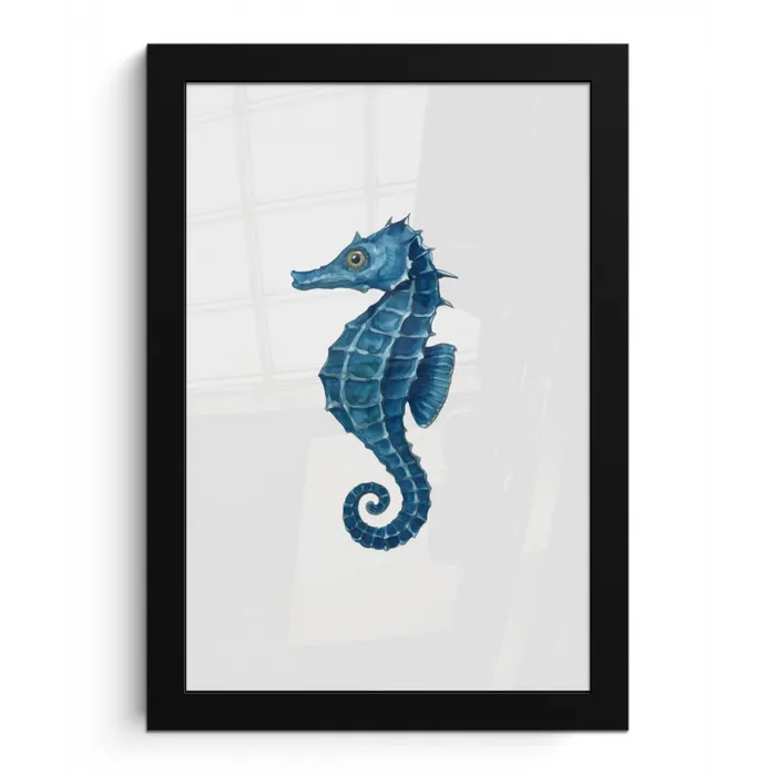 Zeepaardje - Staart - Blauw fotolijst zwart zonder passe partout klein -3d