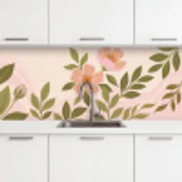 Grafisch - Bloemen - Roze keuken achterwand 2 middel -3d
