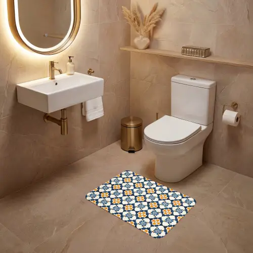 Klassiek - Geometrisch - Blauw WCmat klein 1009 -sfeer3