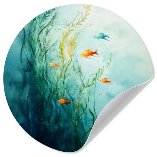 Waterplanten - Vissen - Kleurrijk - Water Wandcirkel behangsticker klein -3d