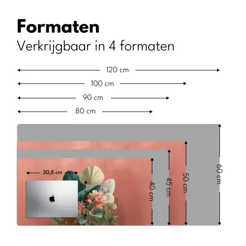 Tropische bladeren - Bloemen - Roze - groen Muismat XXL klein -sfeer5