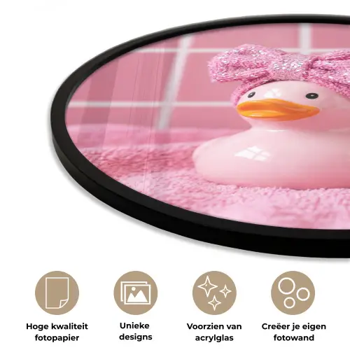 Badeend -Strik - Roze Fotolijst rond zonder passe partout klein -closeup_NL