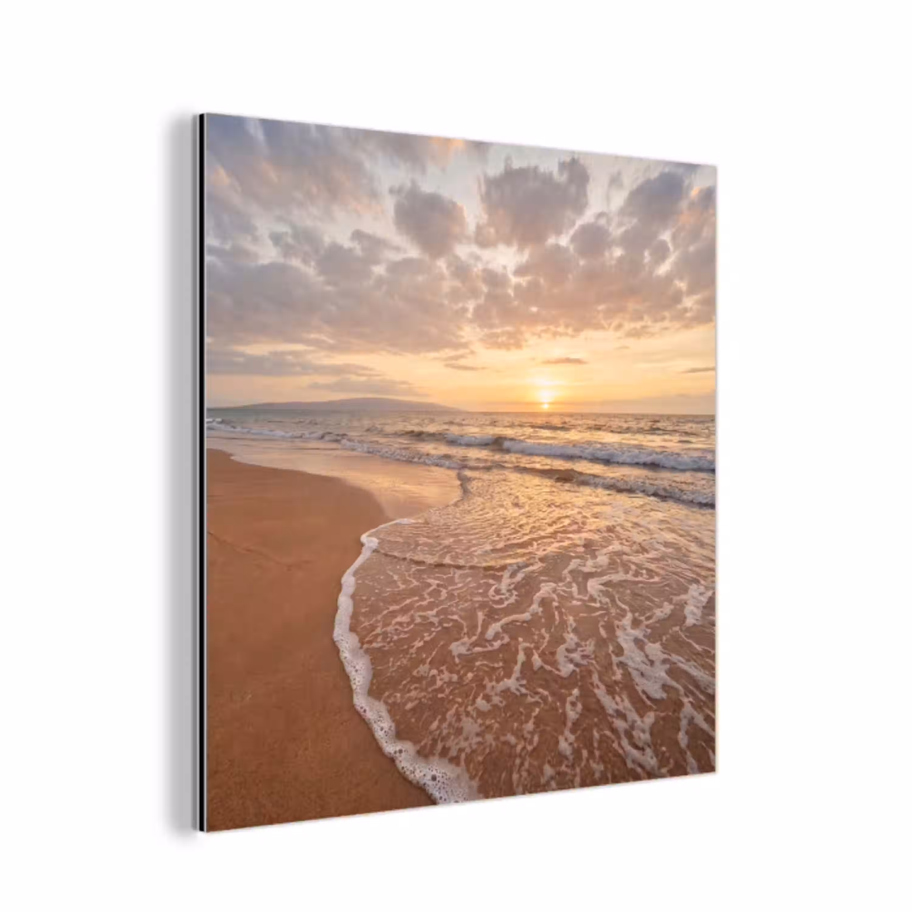 Zee - Kustlijn - Wolken - Landschap - Oranje aluminium wit klein -3d