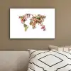 Wereldkaart - Bloemen - Felgekleurd canvas 2cm klein -sfeer3