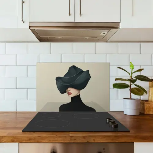Vrouw - Groen - Hoed keuken achterwand spatscherm klein -sfeer2