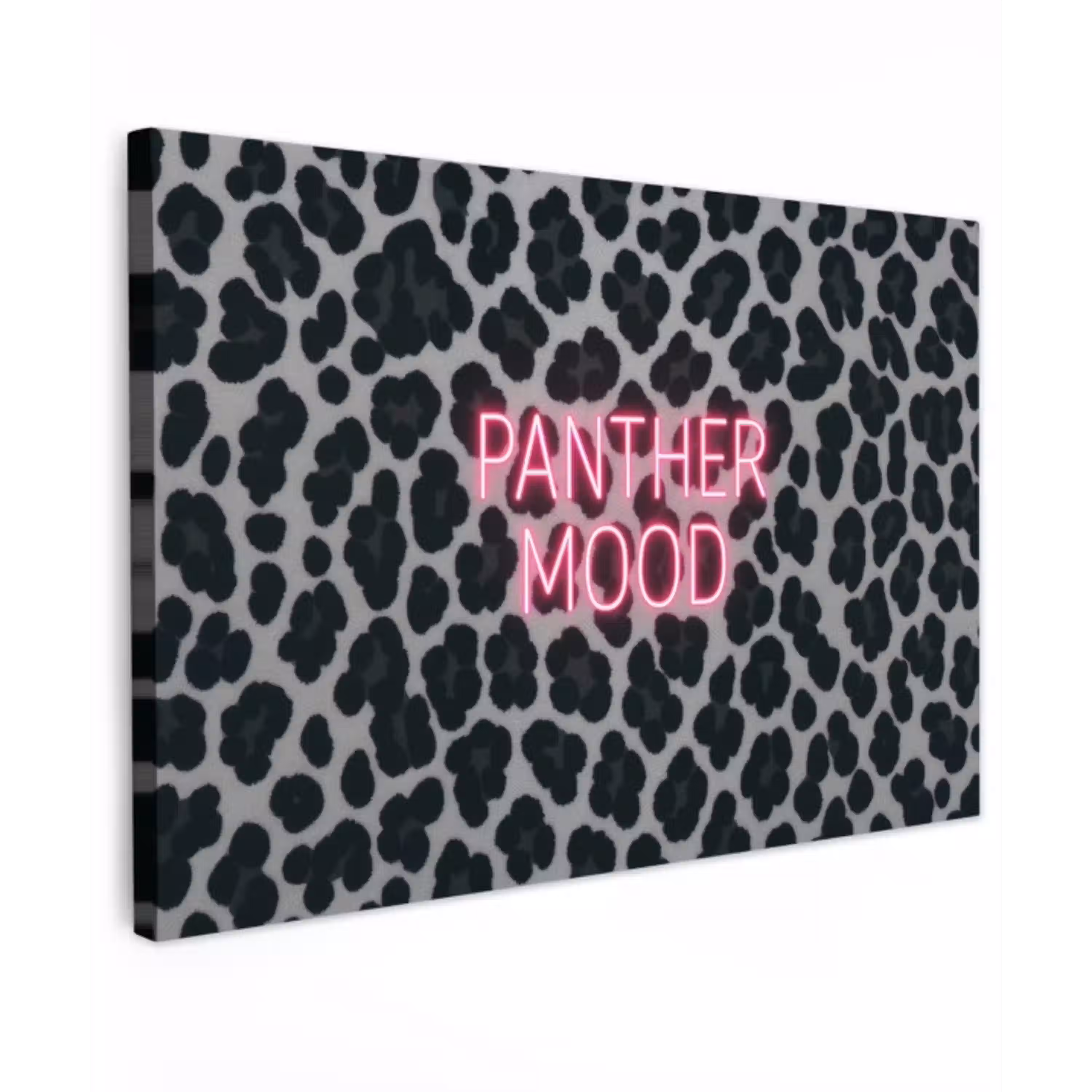 Panterprint - Zwart - Neonletters - Roze canvas 2cm klein -z3d