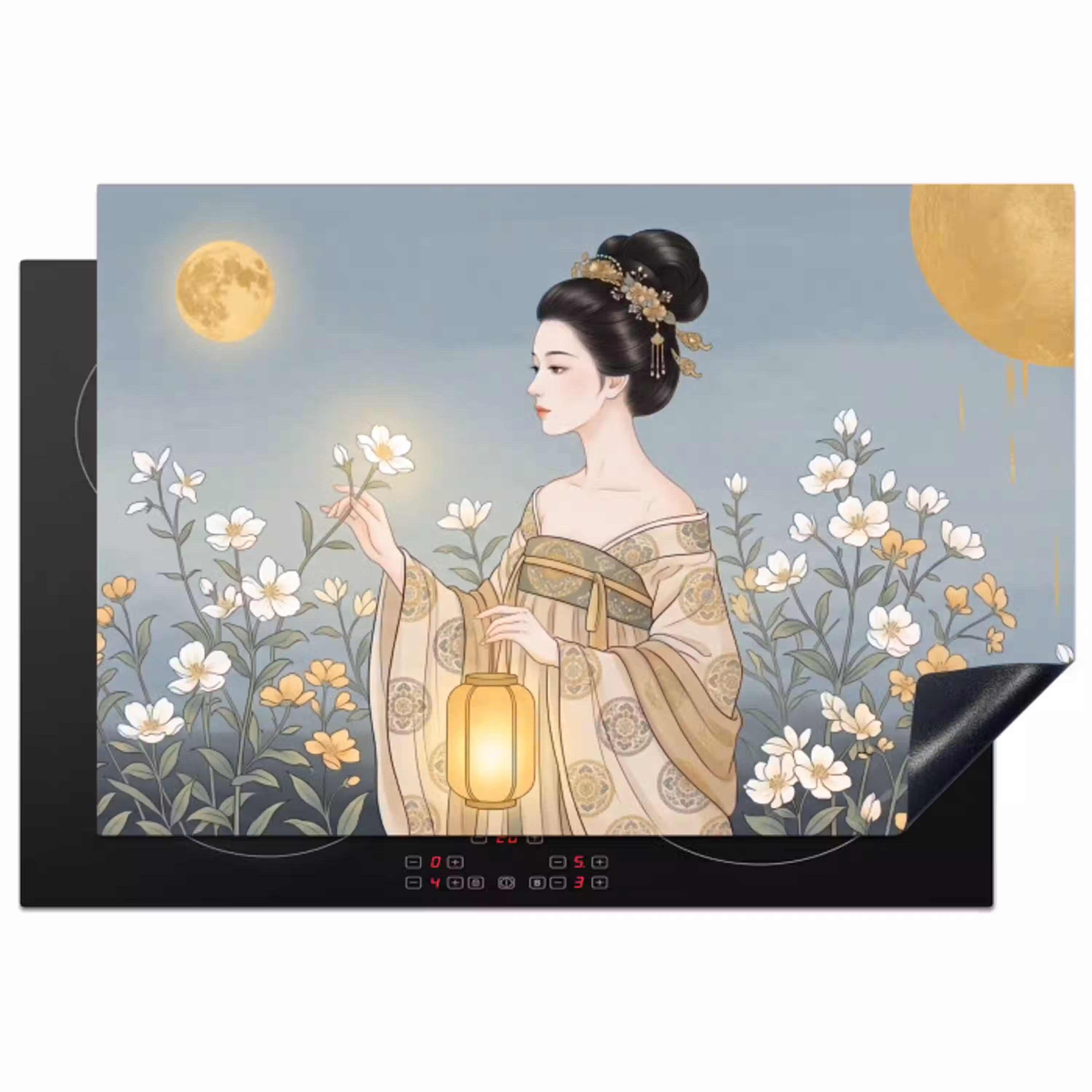 Aziatisch - Vrouw - Kimono Inductie beschermer vinyl 3mm klein -3d