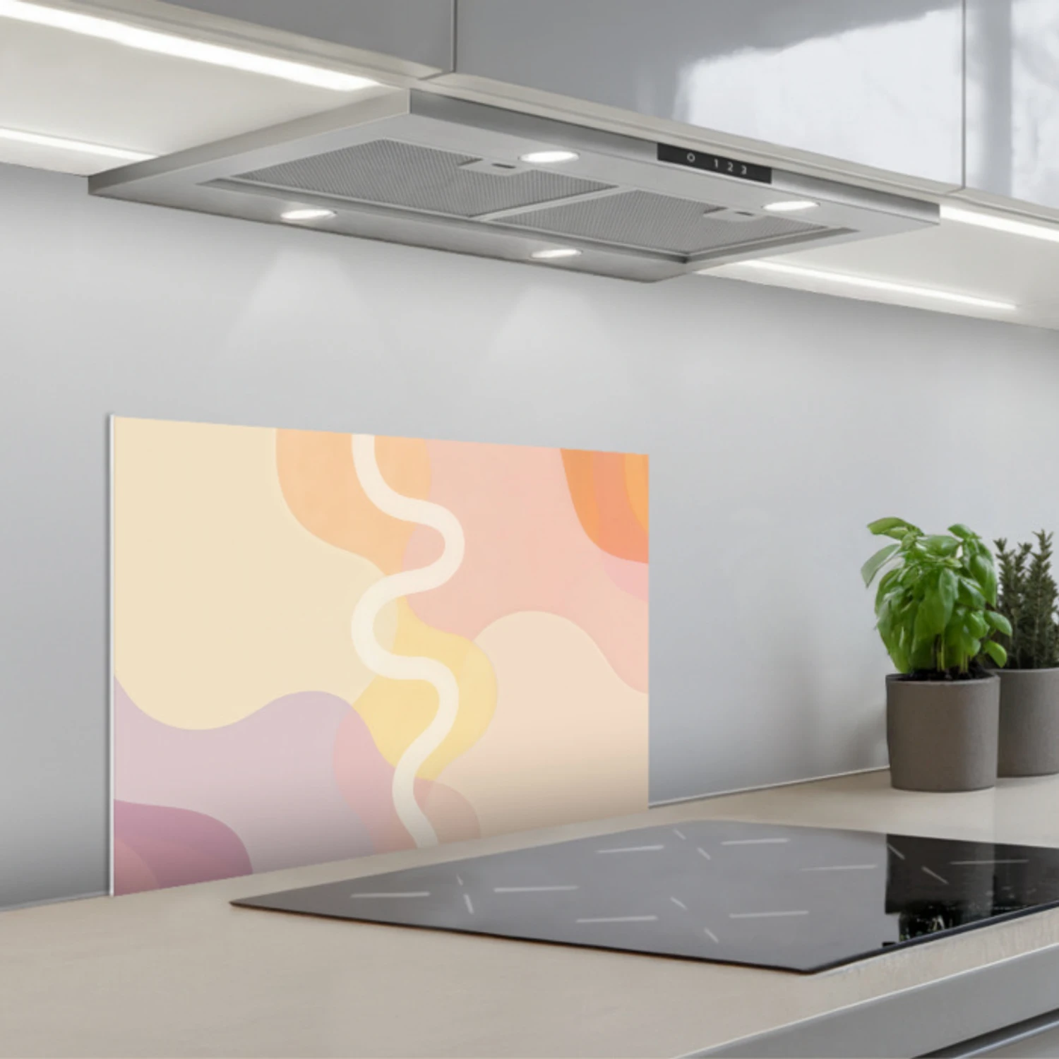 Kitchen splashback for hob - Wavy shapes - Abstract - pastel ...