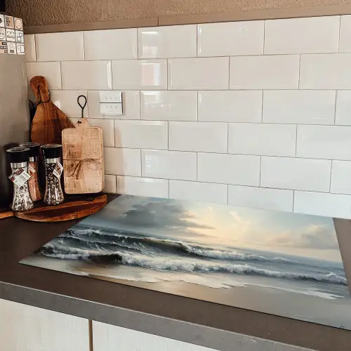 Strand - Zee - Zonsondergang Inductie beschermer vinyl 3mm klein -sfeer3