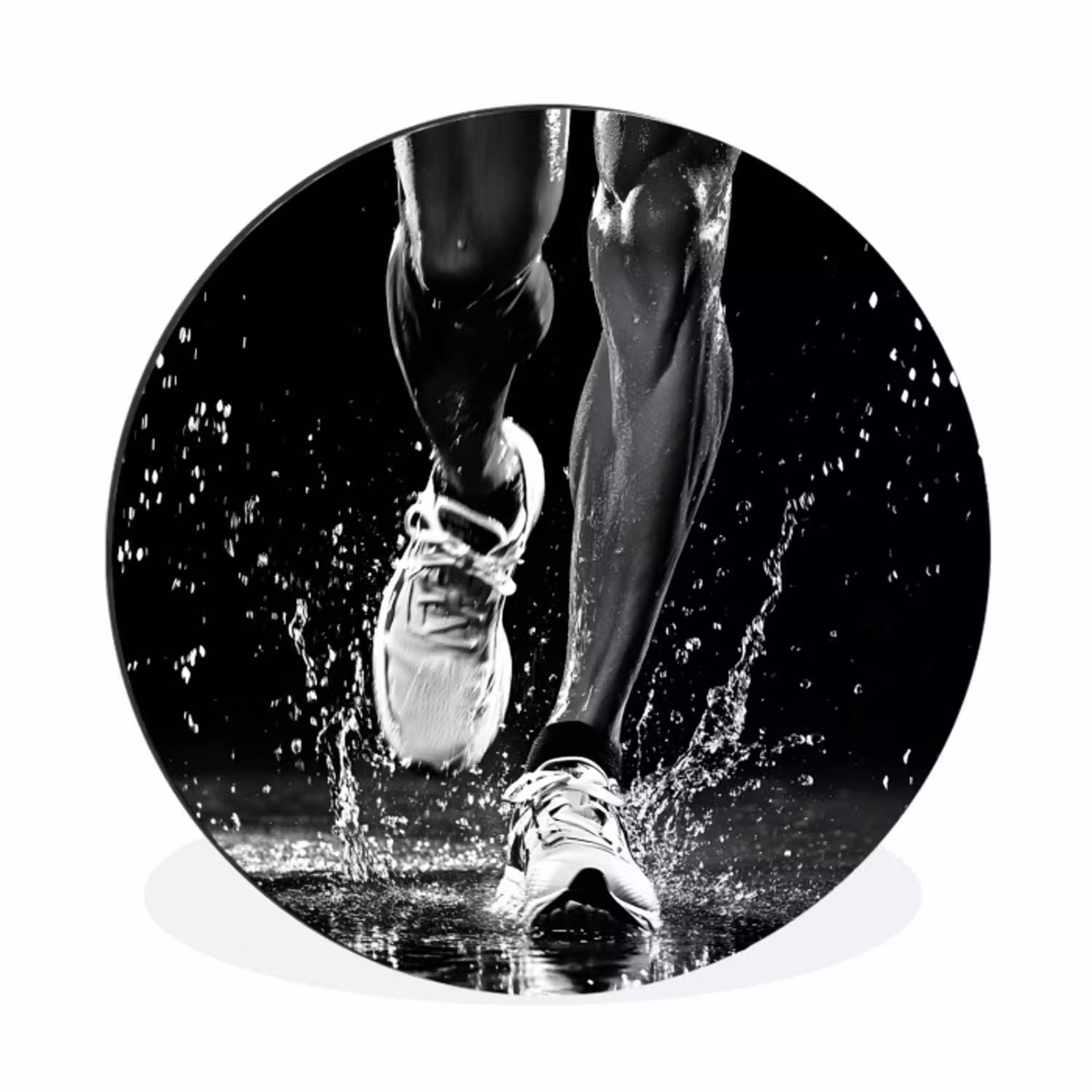 Hardloopschoenen - Rennen - Druppels - Zwart Wandcirkel aluminium klein -3d