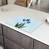 Tulpen - Blauw - Bladeren Inductie beschermer vinyl 3mm klein -sfeer8