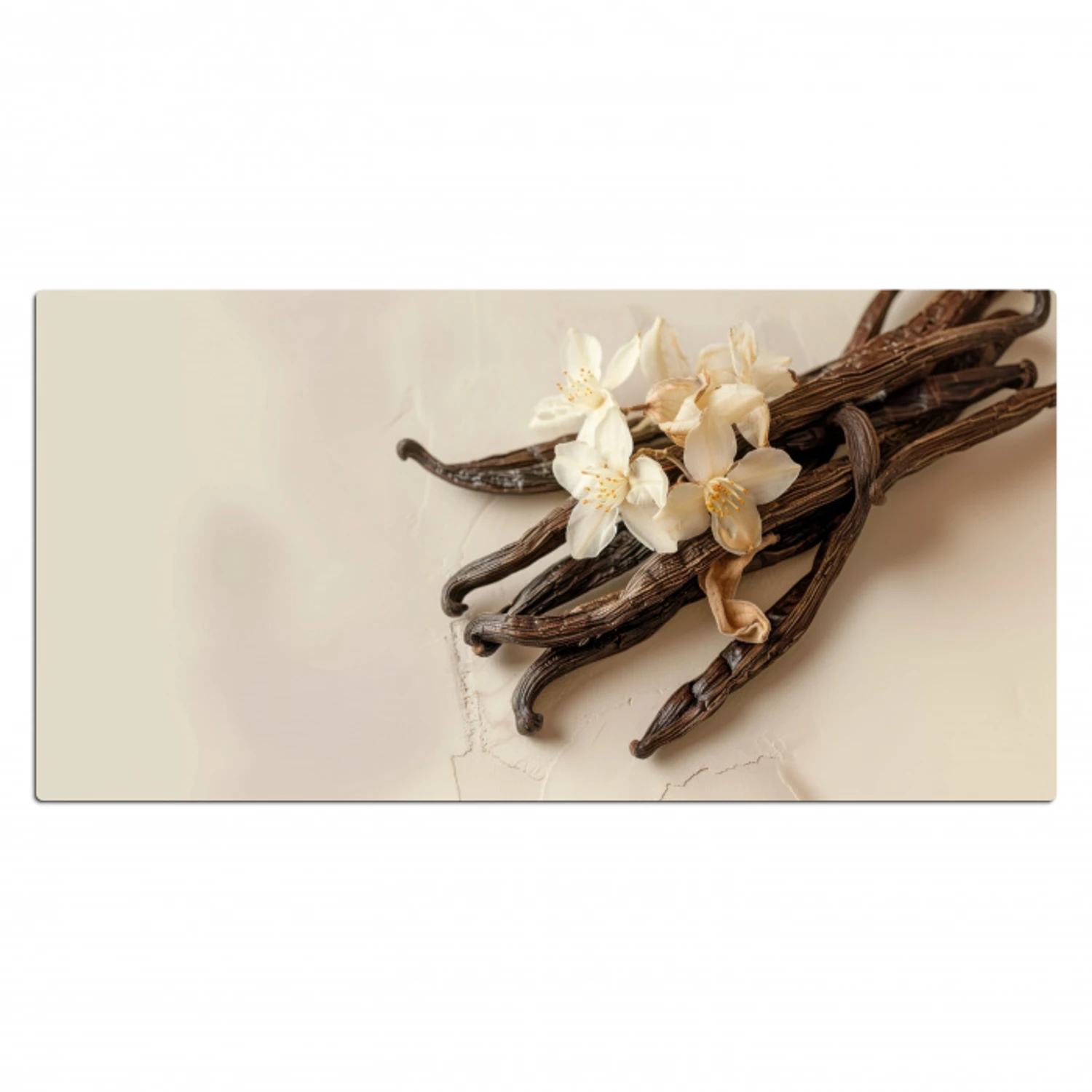 Vanille - Bloemen - Beige Muismat XXL klein -3d_leeg