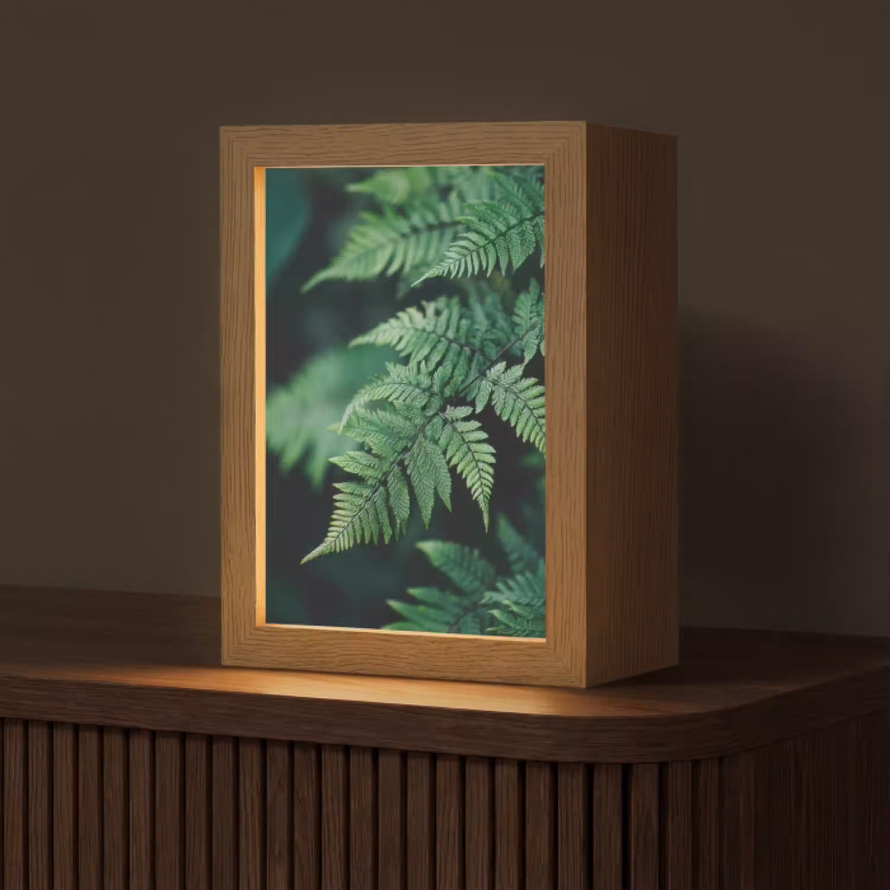 Varenblad - Groen - Structuur - Wazig Light Box met kabel (Tafellamp) klein -z3d_website