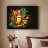 Olijfolie - Graffiti - Peper - Olijven - Modern Textielframe zwart klein -sfeer1