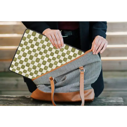 Schaak - Patroon - Groen laptophoes neopreen klein 279 -tas