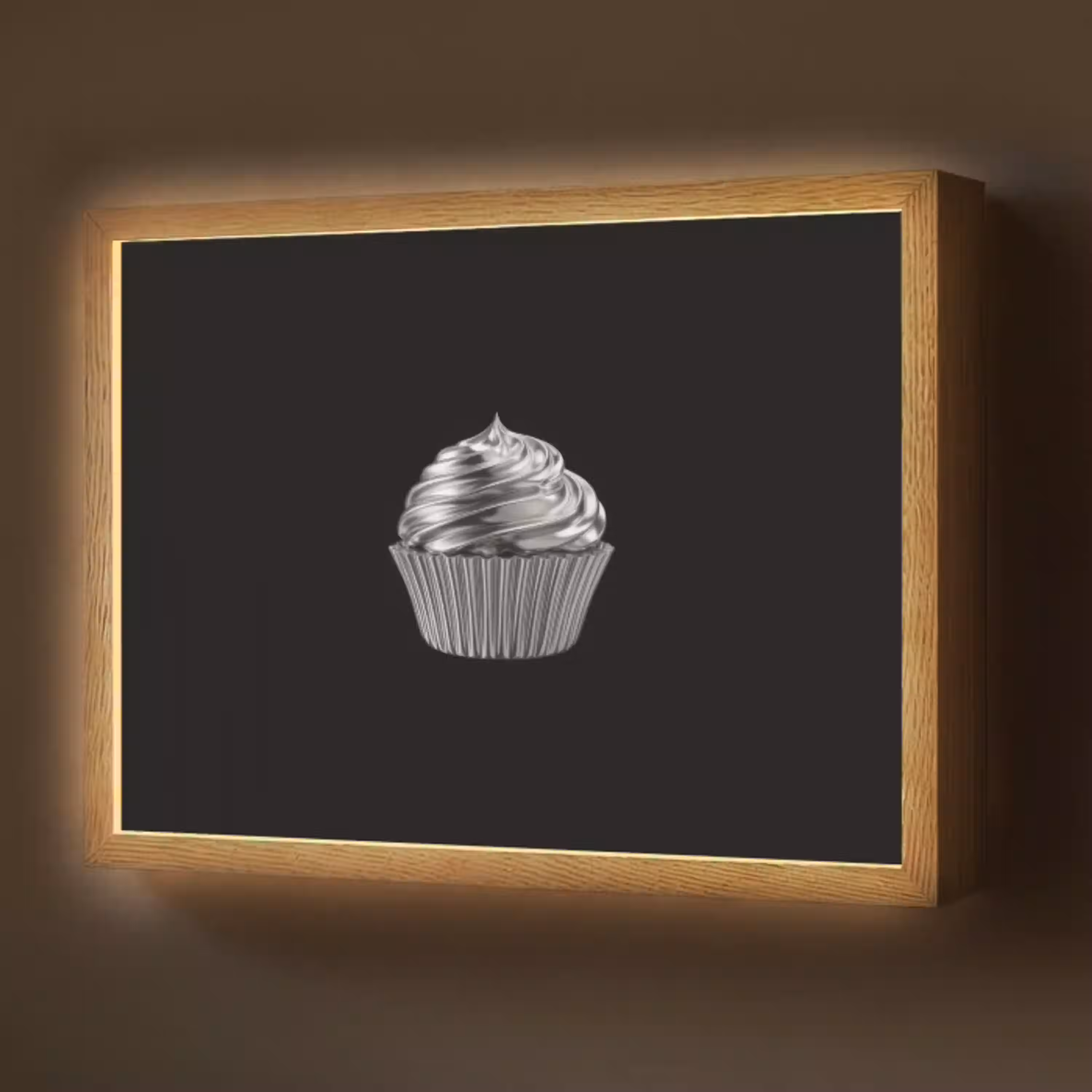 Cupcake - Luxueus - Zilver Light Box met batterij (Wandlamp) middel -z3d_website