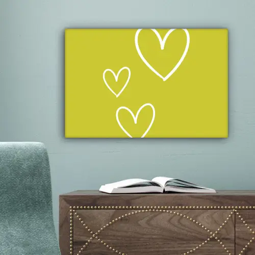 Groen - Hartjes - Wit canvas 2cm klein -sfeer4