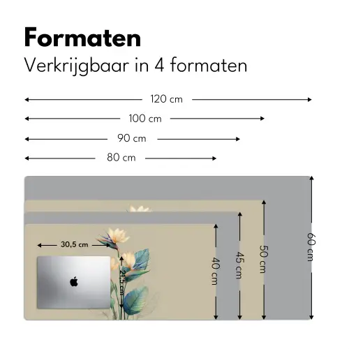 Paradijsvogelbloemen - Blauwgroene bladeren - Beige Muismat XXL klein -sfeer5