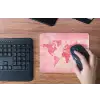 Wereldkaart - Roze - Vaag muismat rubber klein -toetsenbord