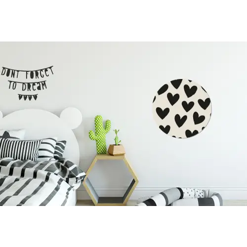 Hartjes - Zwart - Beige Wandcirkel aluminium klein -kinderkamer