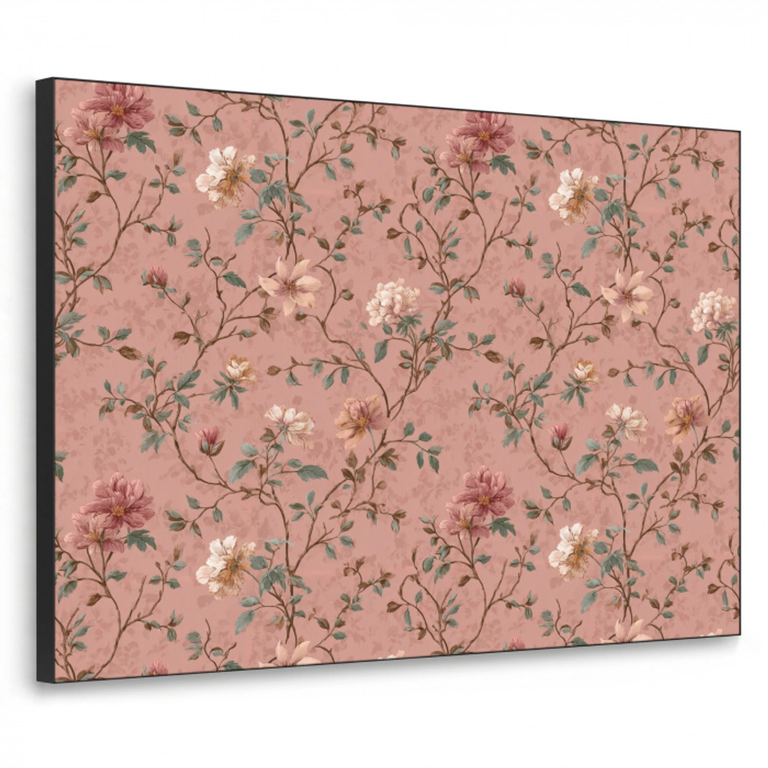 Botanisch - Bloemen - Roze Textielframe zwart klein 947 -3d