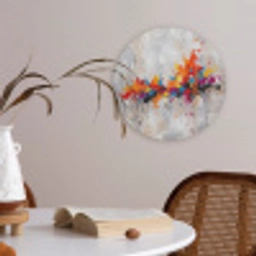 Abstract - Schilderij - Kleurrijk - Dynamisch Akoestische PET Vilt - Rond klein -sfeer3