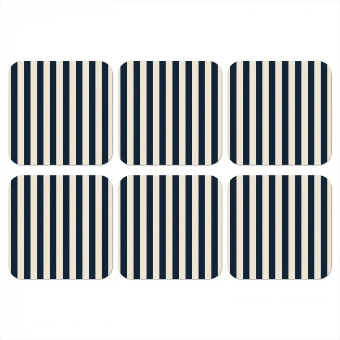 Verticale strepen - Blauw - Crème onderzetter kurk middel 366 -3d