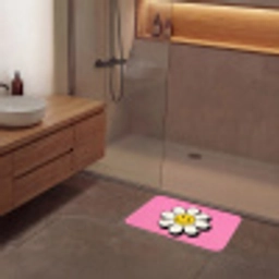 Smiley - Bloem - Roze Badmat klein -sfeer2