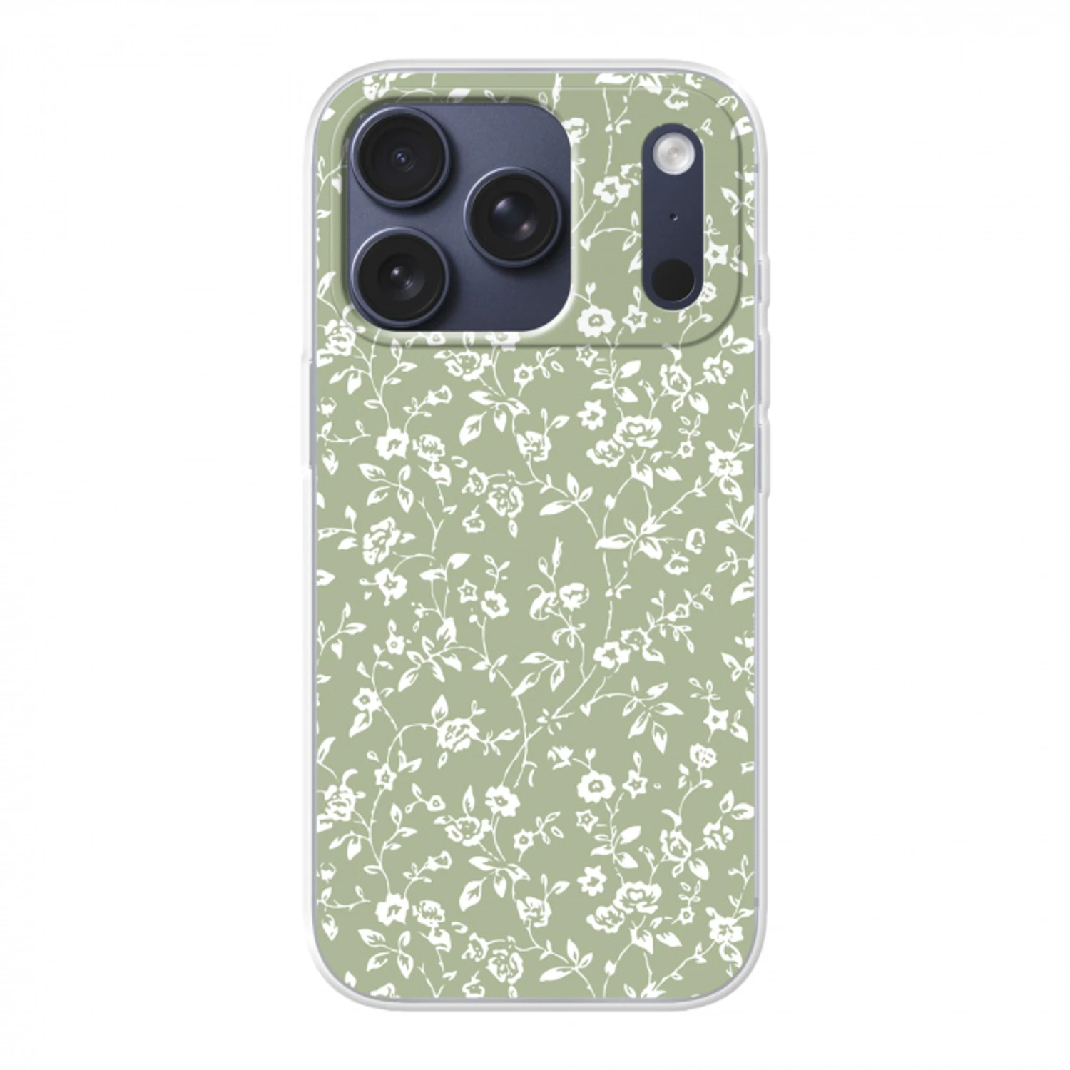 Bloemen - Print - Groen - Wit Telefoonhoesje iPhone 17 Pro klein -3d