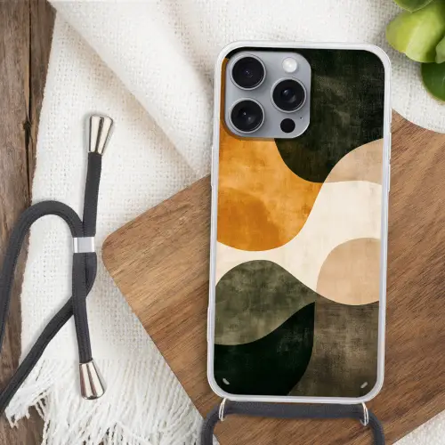 Vormen - Okergeel - Abstract Hoesje iPhone 16 Pro Max met koord klein -sfeer4