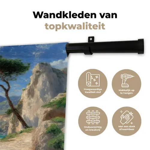 Rotsen - Kustlijn - Boom - Bergen Wandkleed katoen klein -sfeer2
