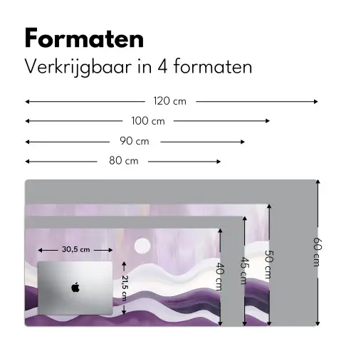 Golven - Heuvels - Abstract - Paars Muismat XXL klein -sfeer5