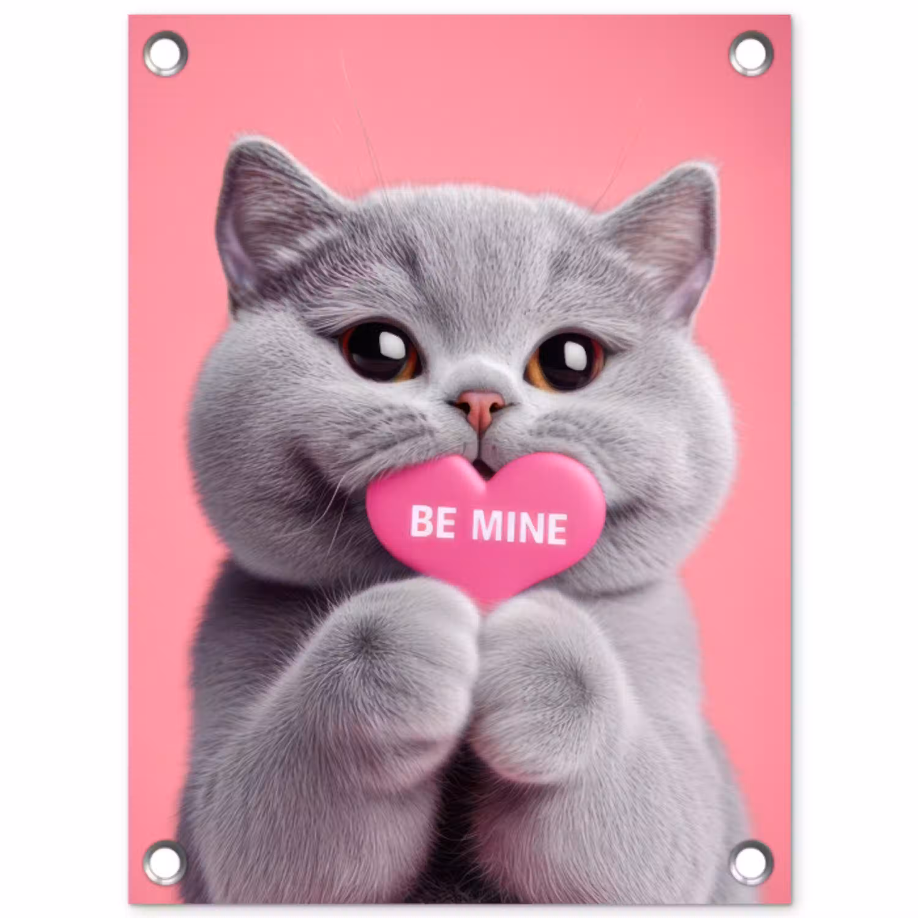 Kat - Valentijn - Roze - Liefde tuinposter los doek klein -3d
