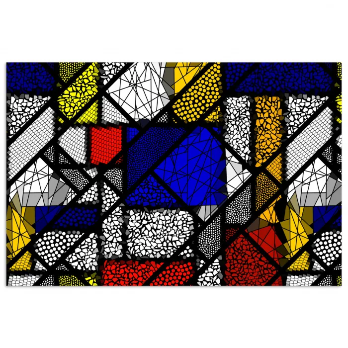 Mondriaan - Glas in lood - Oude Meesters - Kunstwerk - Abstract - Schilderij poster papier klein -3d