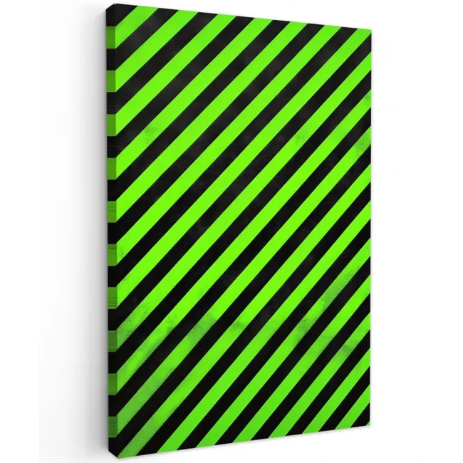 Gaming - Strepen - Schuin - Groen Tuinposter op houten frame 2 cm dik middel -3d