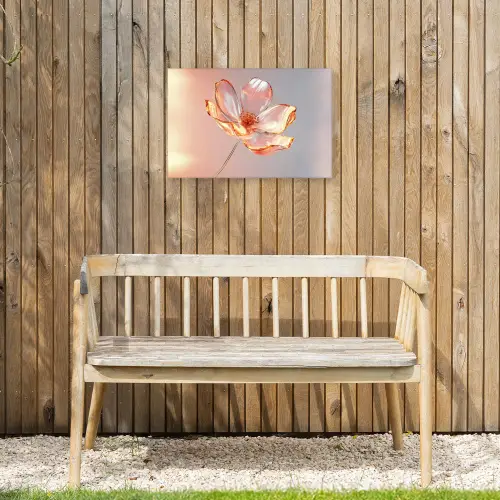 Glazen - Bloem - Roze Tuinposter op houten frame 2 cm dik klein -sfeer4