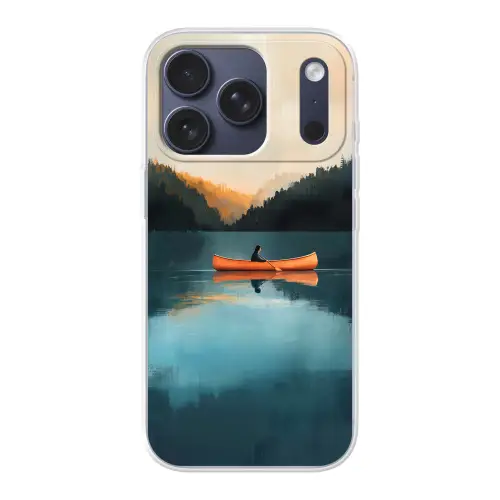 Bossen - Meer - Kano - Oranje Telefoonhoesje iPhone 17 Pro klein -3d
