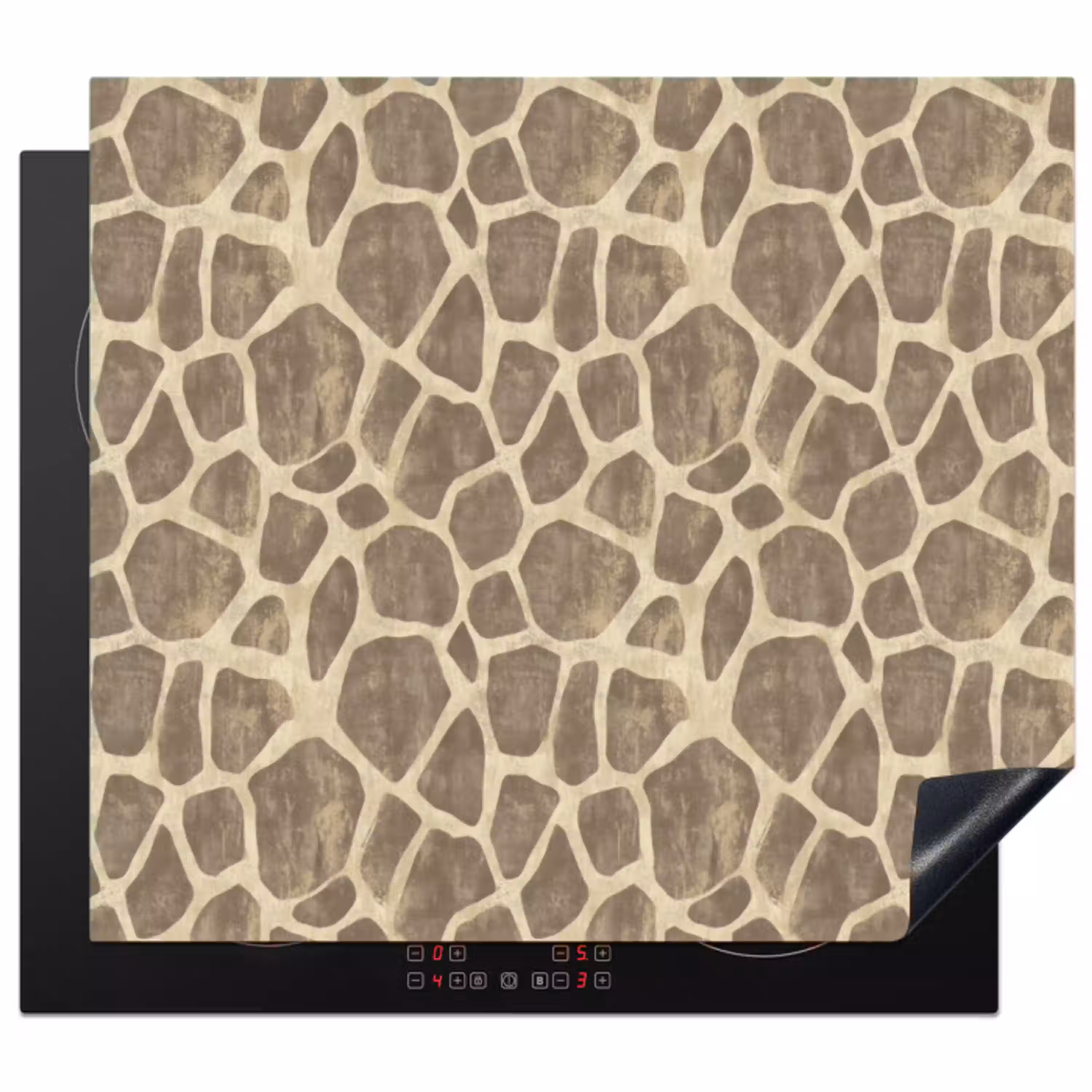 Giraf - Patroon - Beige - Bruin Inductie beschermer vinyl 3mm middel 274 -3d