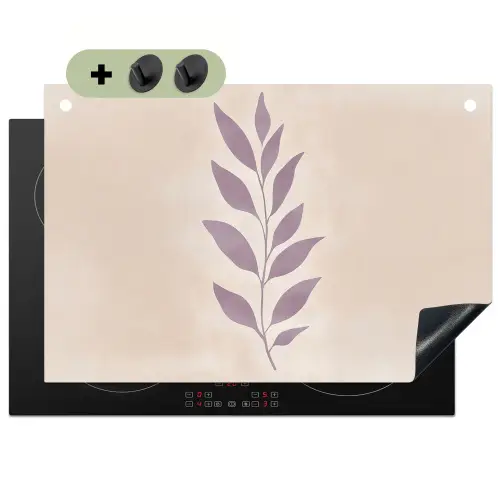 Tak - Bladeren - Minimalistisch - Beige Inductie beschemer met haakjes klein -3d