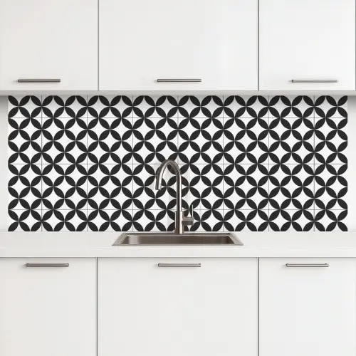 Cirkel - Patroon - Zwart - Wit keuken achterwand 2 middel 871 -3d