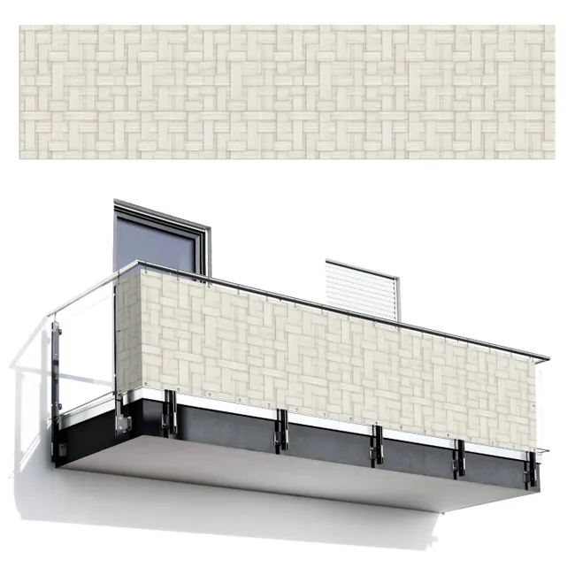 Balkonscherm - Vlechtwerk - Banen - Beige