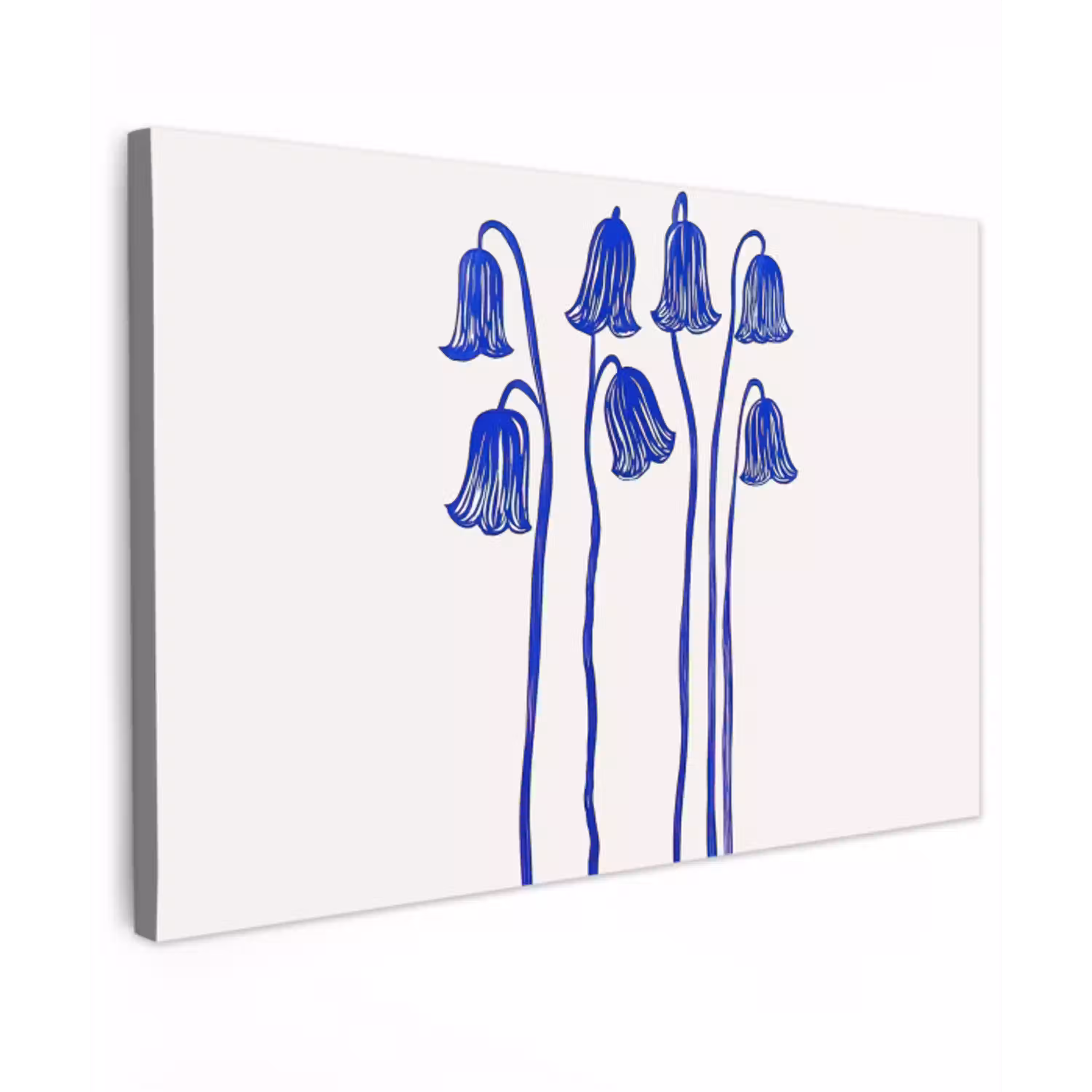Bloemen - Blauw - Lijnen - Bloemblaadjes canvas 2cm klein -z3d
