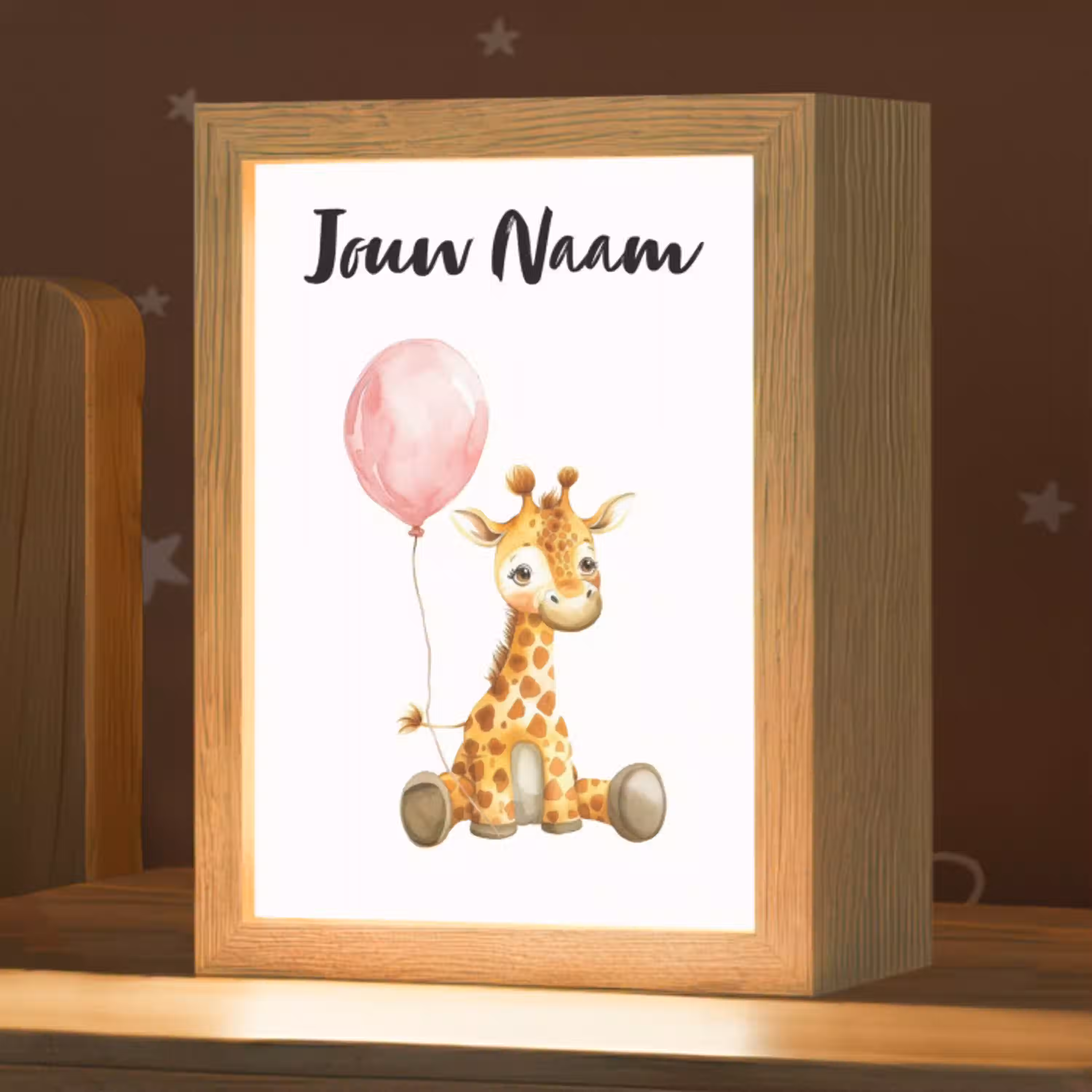 Giraf - Baby - Dieren - Roze ballon Light Box met kabel (Kinderlampje) klein -zzz_3d_website