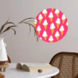 Softijs - Horentje - Roze Wandcirkel behangsticker klein 186 -sfeer3