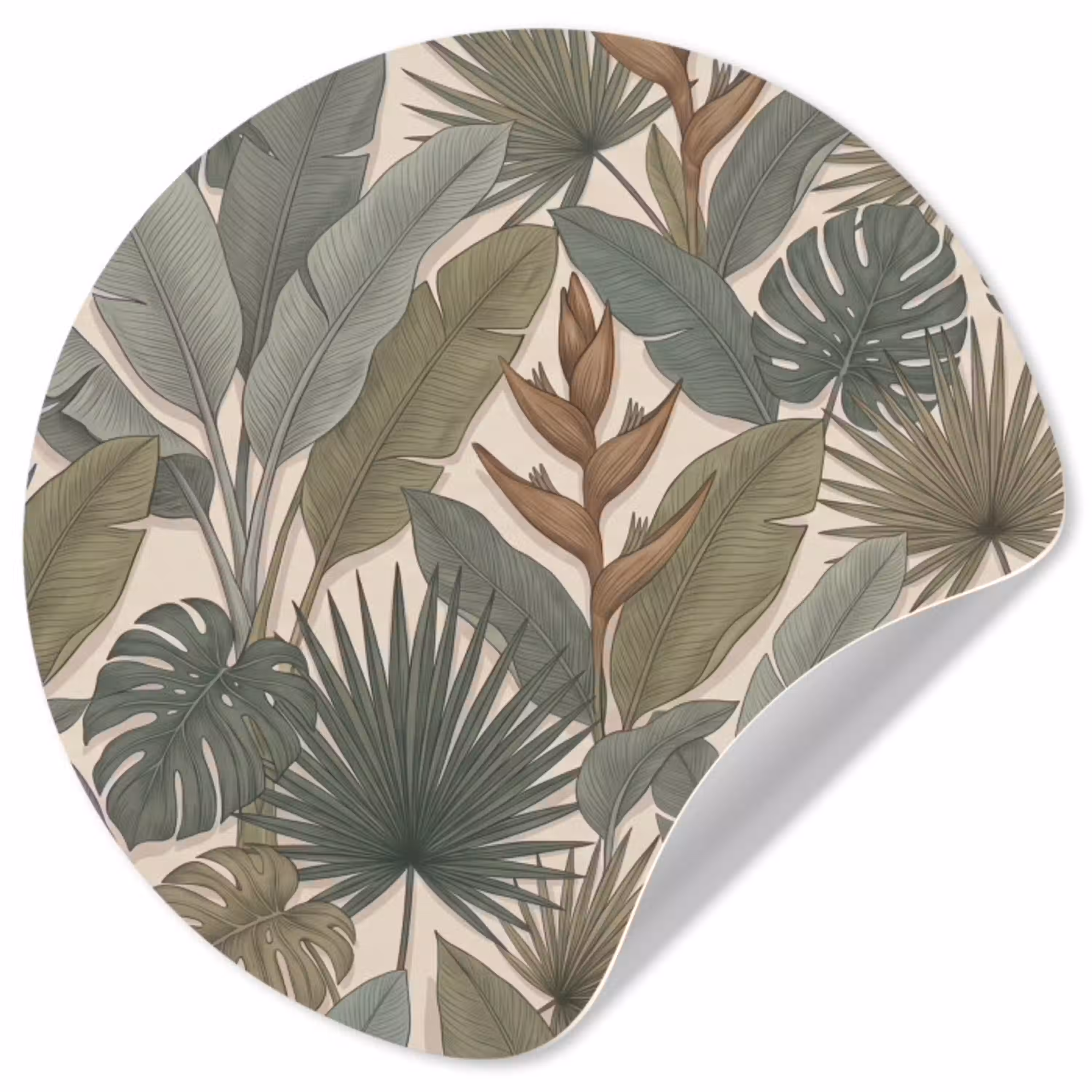 Planten - Tropisch - Natuur - Illustratie - Groen Wandcirkel behangsticker klein -3d