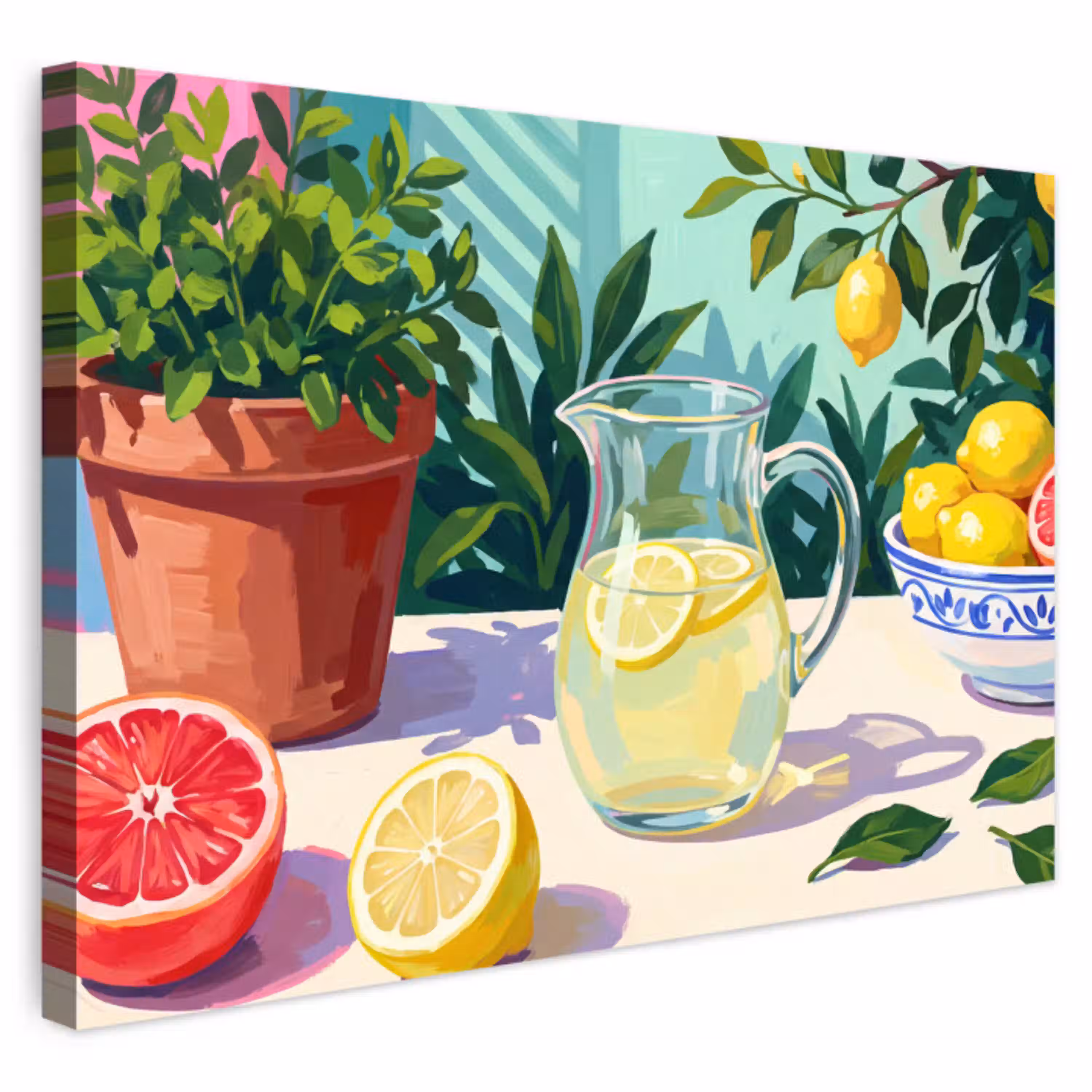 Citroen limonade zomer Tuinposter op houten frame 2 cm dik klein -3d