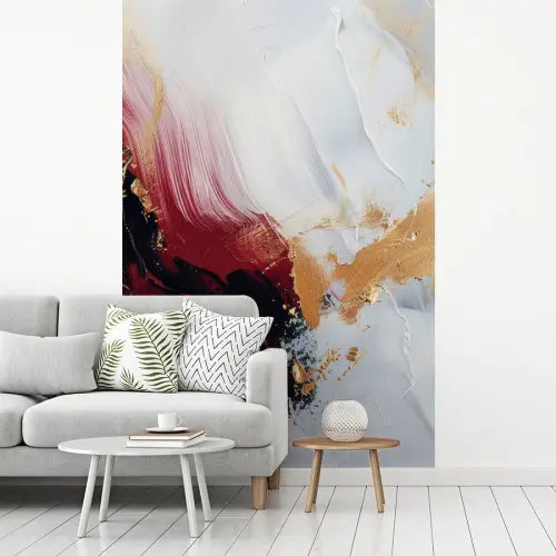 Rood - Abstract - Goud - Modern fotobehang vinyl groot -woonkamer