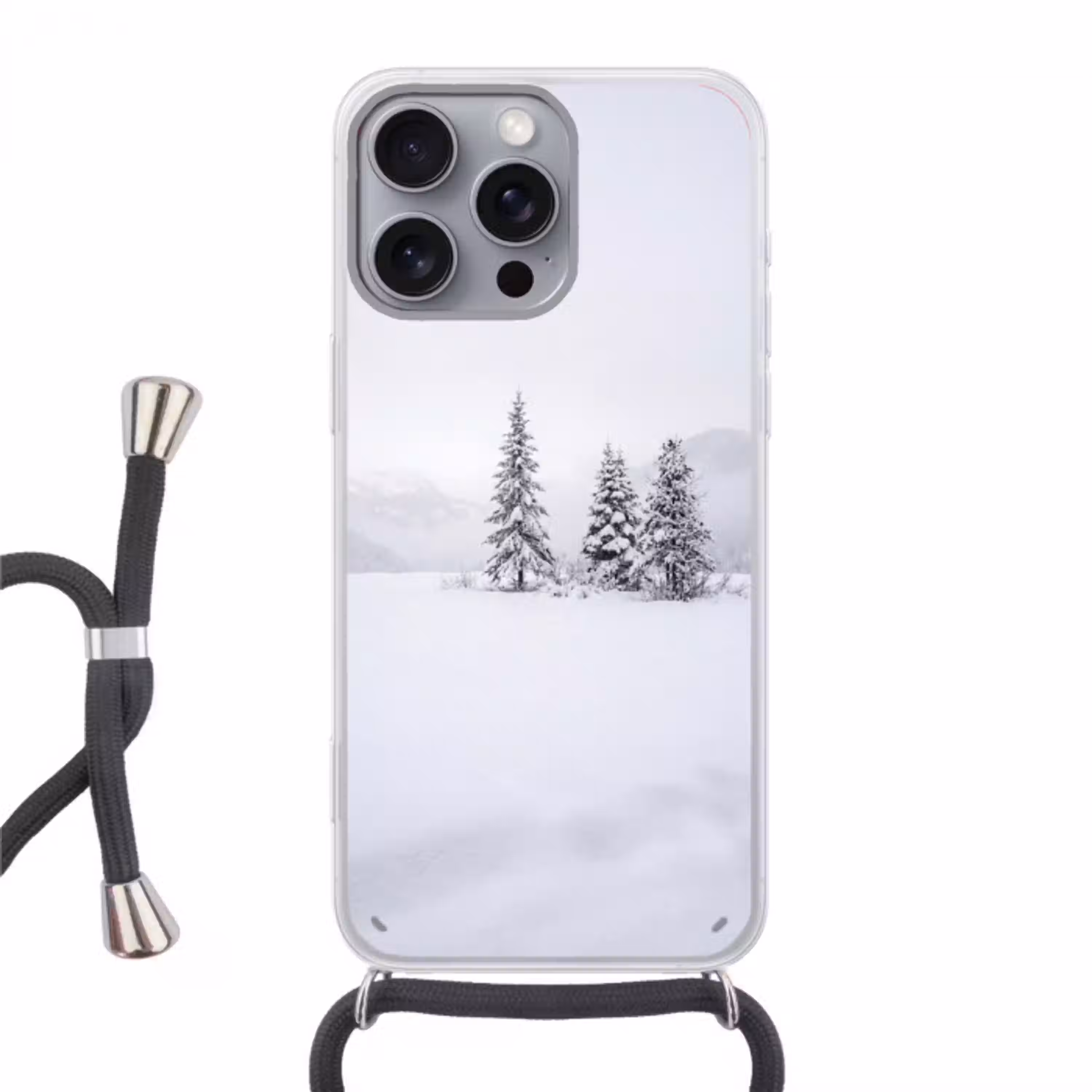 Fijnsparren - Sneeuw - Winter - Landschap - Stilte Hoesje iPhone 16 Pro Max met koord klein -3d