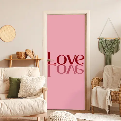 Love - Roze - Spiegeling deurposter klein -sfeer2