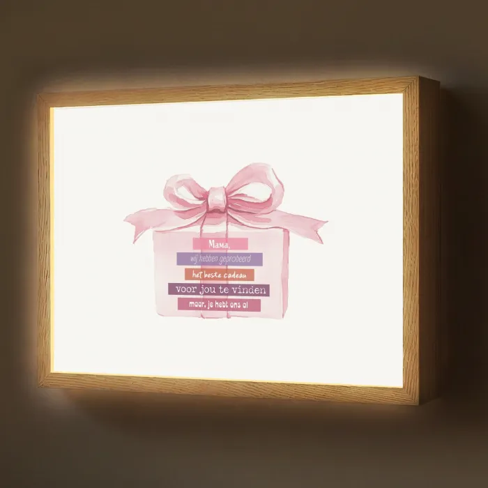 Cadeau - Strik - Tekst - Roze Light Box met batterij (Wandlamp) middel -z3d_website